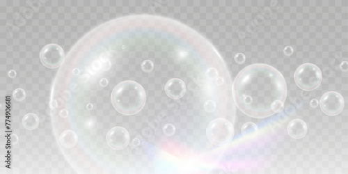 Air bubbles.Soap foam vector illustration on a transparent background.	

