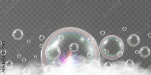 Air bubbles.Soap foam vector illustration on a transparent background.	

