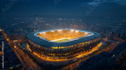 champions league stadium at night, drone view, world Olympic, world sports day, Generative Ai #774906832