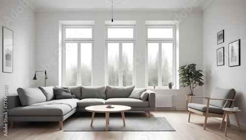 Contemporary interior design modern living room with window