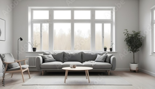 Contemporary interior design modern living room with window © Gia