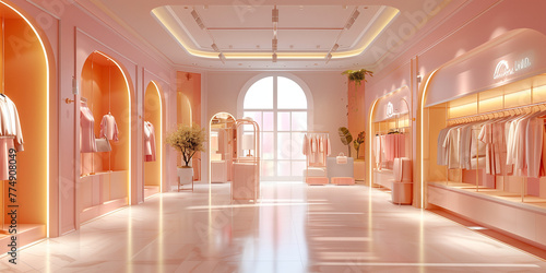 luxury clothes shop pink interior spatial