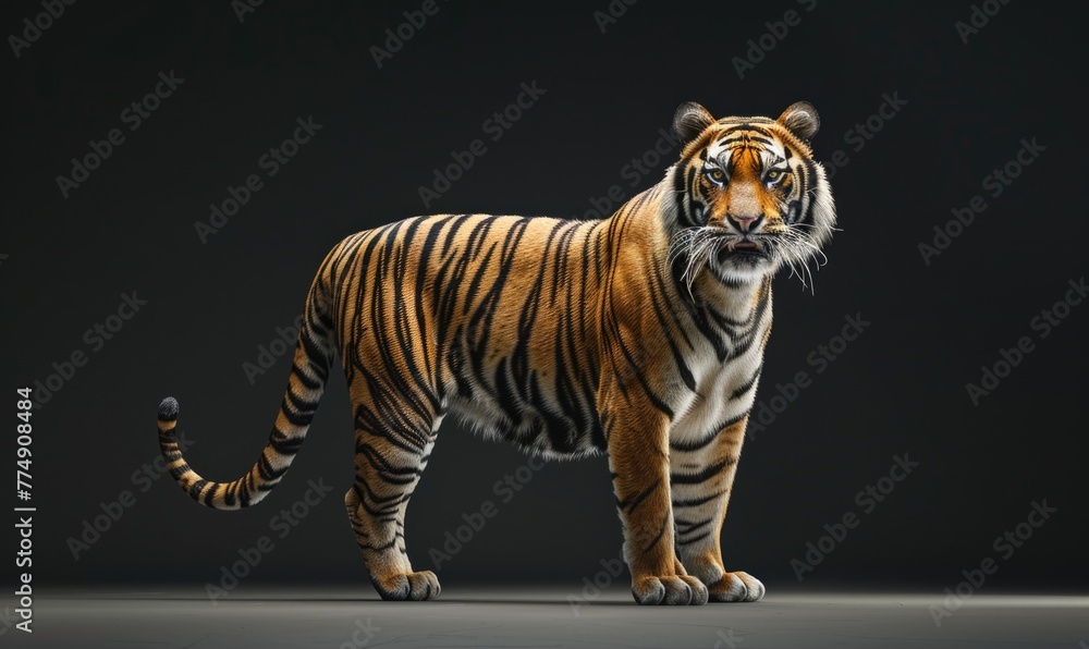 Obraz premium A Malayan tiger on black background