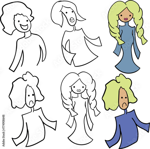 Cute flat characters guys and girls or people