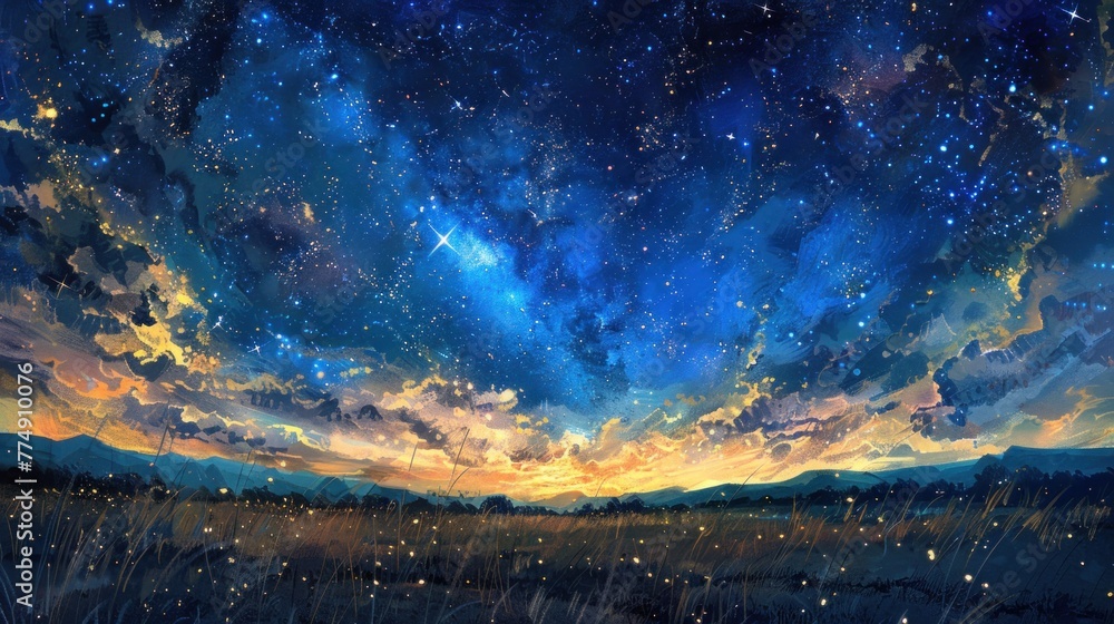 An enchanting depiction of a starry night sky, where constellations come to life in a celestial dance, portrayed with oil paints. An enchanting depiction of a starry night sky, where constellations come to life in a celestial dance, portrayed with oil paints.