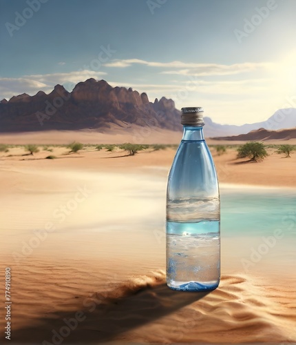 Bottle of water in the middle of the desert