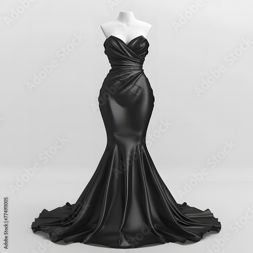 black 3D Evening gown dress Mock up