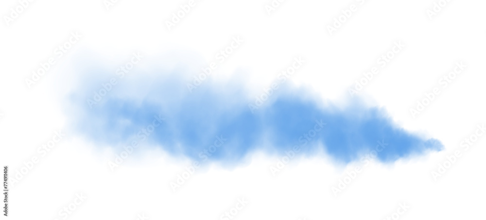 Blue fog in slow motion. Realistic atmospheric blue smoke. Red fume slowly floating rises up. PNG.
