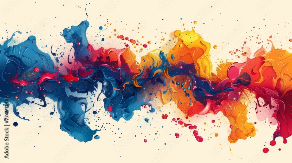 A colorful paint splatter is shown in this painting, AI A colorful paint splatter is shown in this painting, AI