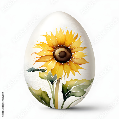 Yellow Sunflower on Ostrich Egg Canvas: Radiant Nature Art(Generative AI) photo