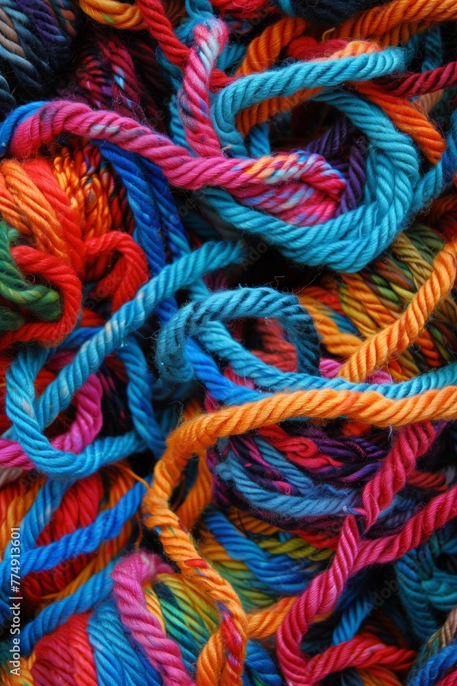 Rich Textured Tangle of Colorful Threads