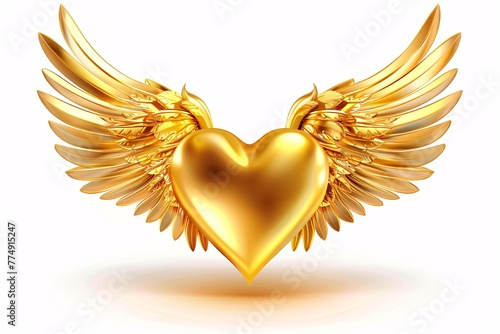 a gold heart with wings © White