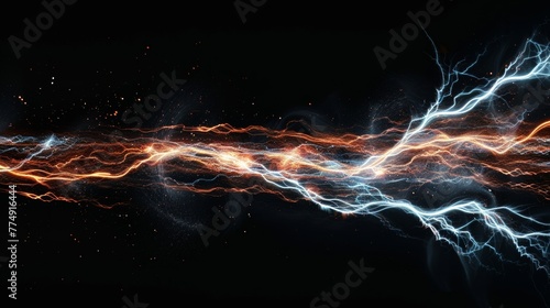 Fiery lightning on a black background