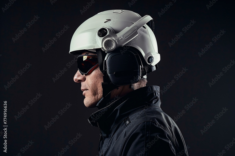 a man wearing a helmet and goggles