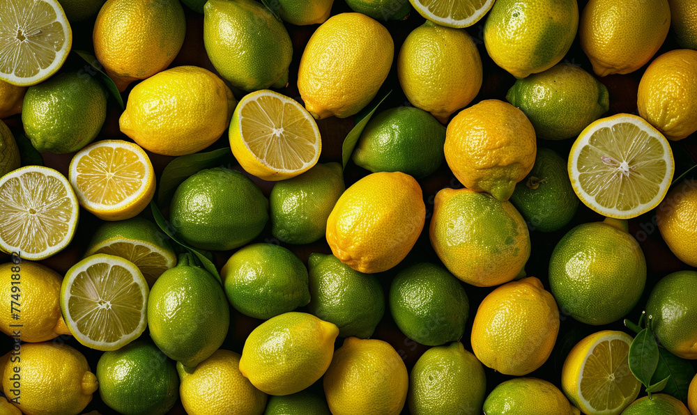 wallpaper of many bright yellow and green lemons
