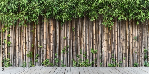 living fence concept  where dense rows of tall bamboo create a natural and private boundary around the outdoor living space