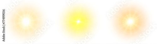 A flash of yellow light. Sun on a white background. Overlay effect. Vector	
