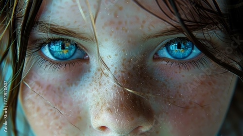 Young Girl With Blue Eyes Close-Up