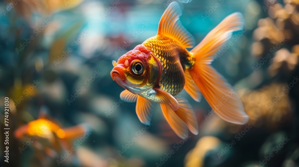 Close Up of Goldfish in Aquarium