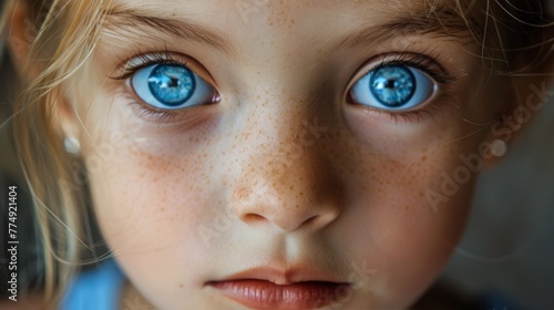 Young Girl With Blue Eyes Close-Up