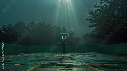 Basketball Court With Hoop