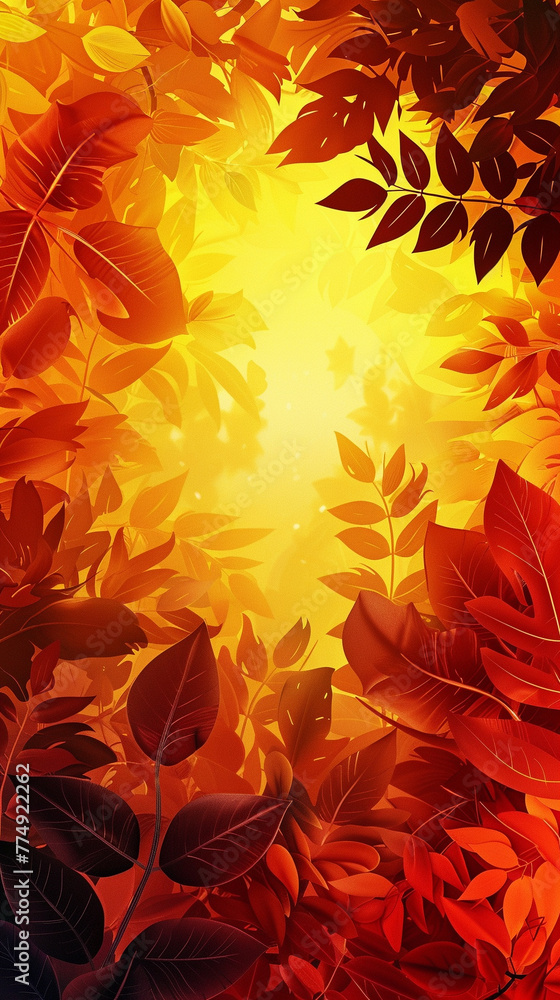 A colorful image background with large and small foliage. A colorful image background with large and small foliage.
