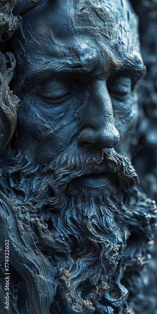 close-up sculpture of a man