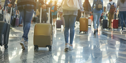 Título Passageiros Caminhando com Malas de Viagem pelo Terminal do Aeroporto photo