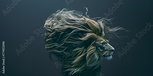 Leão com juba esplendorosa photo