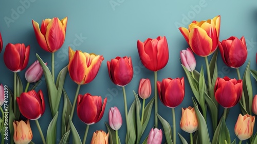 Pink Tulips Bouquet on Pink Background