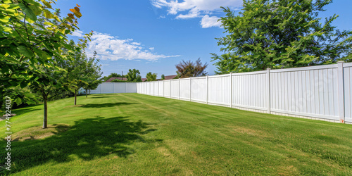 vinyl fence installation that wraps around the exterior of the backyard