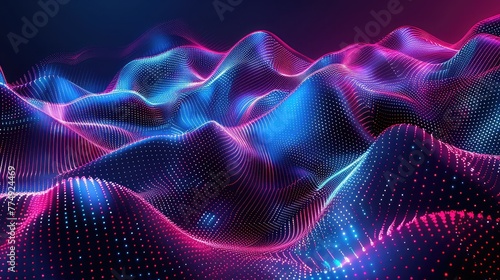 Colorful motion elements with neon led illumination. Abstract futuristic background abstract flowing neon wave background Abstract neon glowing liquid wave on dark background  futuristic technological