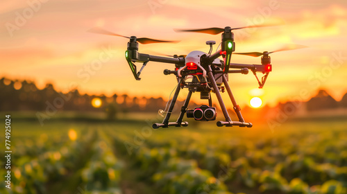 Drone-Assisted Pest Management, equipped with cameras and sensors, identifying pest infestations in crops photo