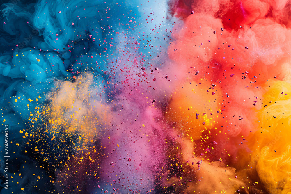 Fototapeta premium Colorful explosive powders for background