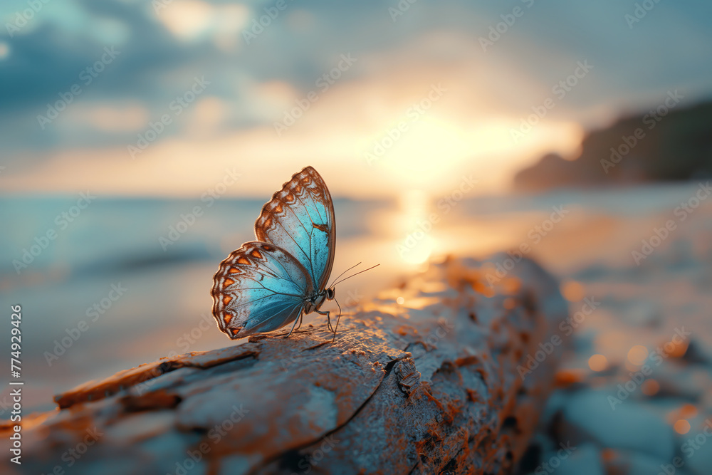 Obraz premium Blauer Schmetterling