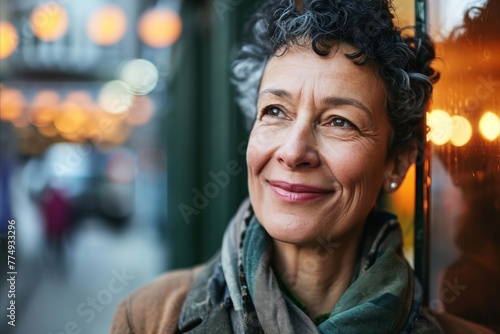 Portrait of smiling senior woman in Paris, France looking at camera