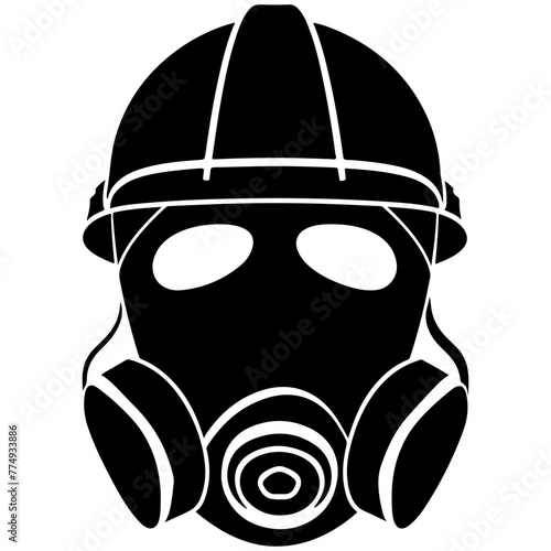 Dust mask, Silhouettes of Construction equipment, black filled, simple vector, isolate on white background  photo