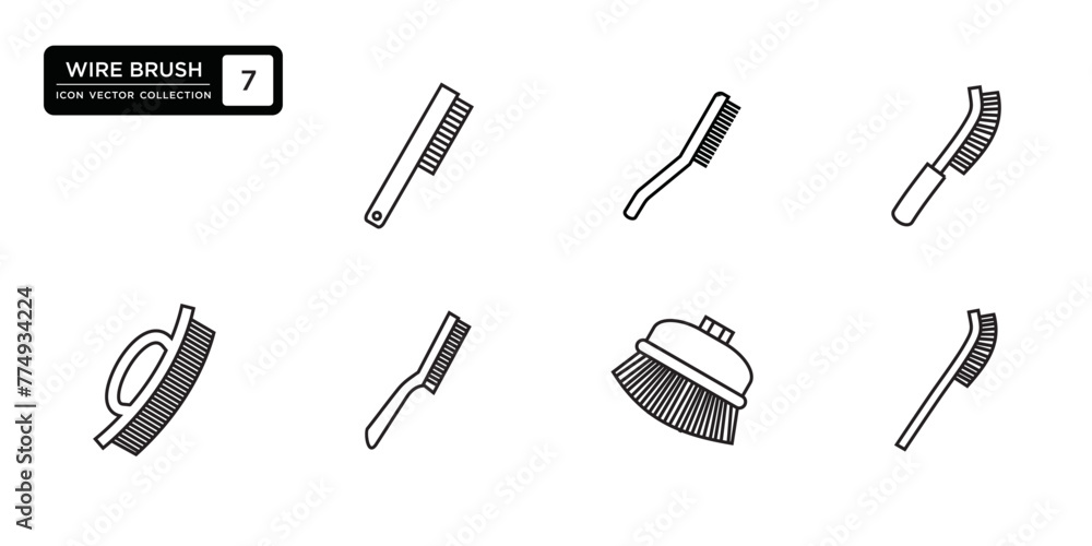 Wire brush icon collection, vector icon templates editable and resizable Wire brush icon collection, vector icon templates editable and resizable