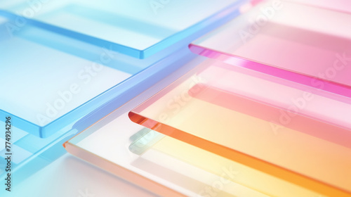 Transparent 3D glass tiles abstract pastel gradient glassmorphism background
