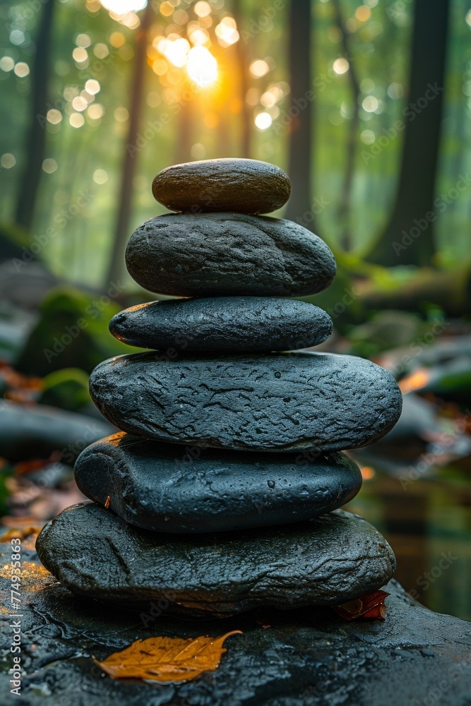 Under sunlight, a close-up of balanced stones forms a serene pyramid, symbolizing harmony and meditation. Under sunlight, a close-up of balanced stones forms a serene pyramid, symbolizing harmony and meditation.
