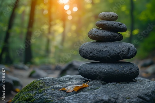 In the tranquil sunlight, stones embody silence, balance, and harmony, evoking a sense of spiritual meditation. © Andrii Zastrozhnov