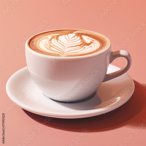 a cup of coffe pastel background, hyper realistic сreated with Generative Ai