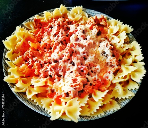 pasta with tomato sauce and parmesan