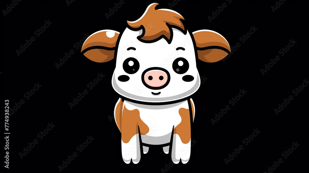 baby cow smile cute funny , flat icon сreated with Generative Ai baby cow smile cute funny , flat icon сreated with Generative Ai