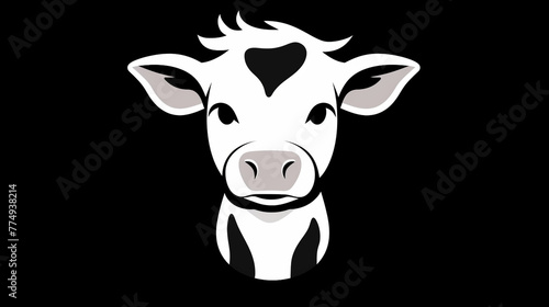 baby cow smile cute funny , flat icon сreated with Generative Ai