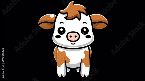 baby cow smile cute funny   flat icon   reated with Generative Ai
