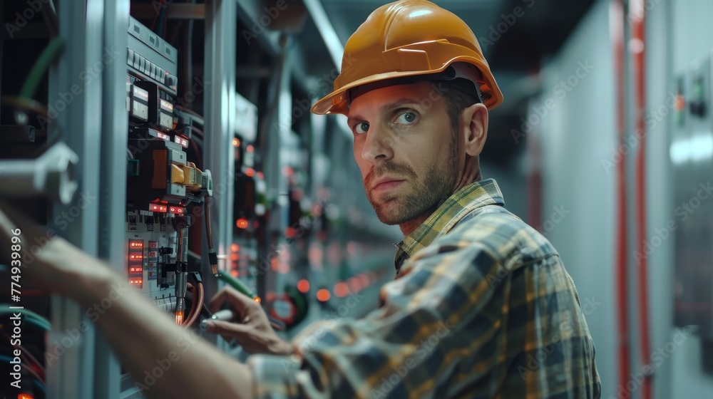 Technician repairing the electrical system Technician repairing the electrical system
