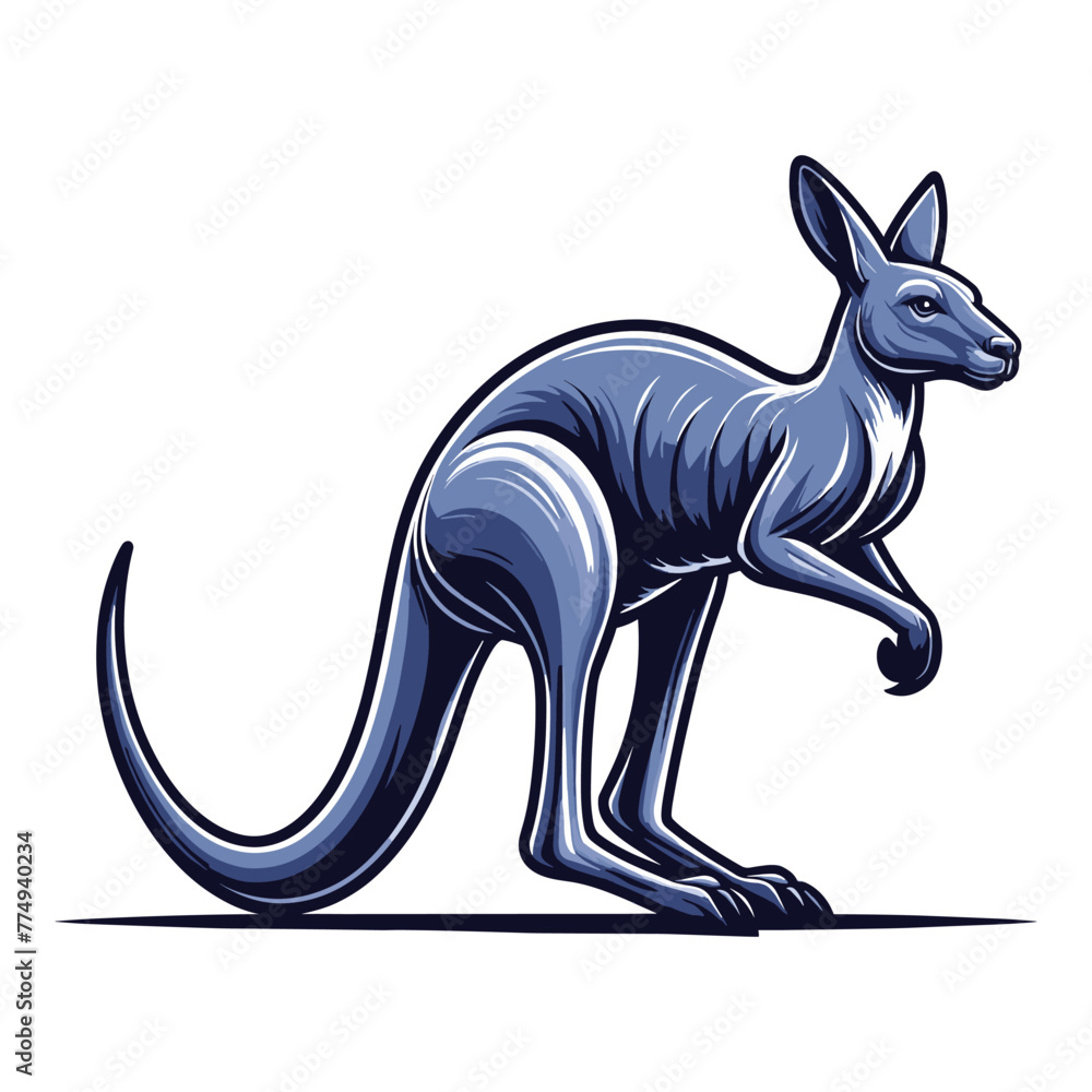 Fototapeta premium Kangaroo full body design illustration, wildlife zoology illustration, Australian mammal animal mascot character. Vector template isolated on white background