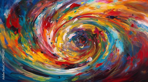 Whirlwind of Color. A whirlwind of vibrant colors swirling and spinning on the canvas, creating a whirlwind of energy and excitement that captures the viewer's imagination.