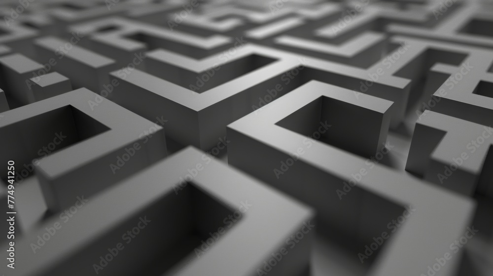 3 dimensional maze in greyscale occupying 3 dimensional maze in greyscale occupying